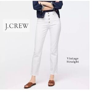 J.CREW “Vintage Straight” White Button Fly Jeans. Size: 24.